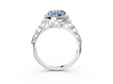 White gold Fancy Blue Heart  Halo Diamond Engagement Ring with Intricate Filigree Band and Four-Prong Setting_40