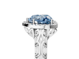 White gold Fancy Blue Heart  Halo Diamond Engagement Ring with Intricate Filigree Band and Four-Prong Setting_42