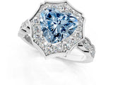 White gold Fancy Blue Heart  Halo Diamond Engagement Ring with Milgrain Band and Four-Prong Setting_50