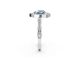 White gold Fancy Blue Heart  Halo Diamond Engagement Ring with Milgrain Band and Four-Prong Setting_51