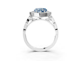 White gold Fancy Blue Heart  Halo Diamond Engagement Ring with Milgrain Band and Four-Prong Setting_52