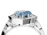 White gold Fancy Blue Heart  Halo Diamond Engagement Ring with Milgrain Band and Four-Prong Setting_53