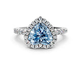 White gold Fancy Blue Heart  Halo Diamond Engagement Ring with Pavé Band and Four-Prong Setting_81