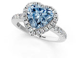 White gold Fancy Blue Heart  Halo Diamond Engagement Ring with Pavé Band and Four-Prong Setting_82