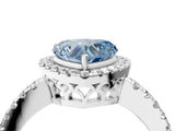 White gold Fancy Blue Heart  Halo Diamond Engagement Ring with Pavé Band and Four-Prong Setting_85