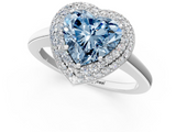 White gold Fancy Blue Heart  Halo Diamond Engagement Ring with Solitaire Band and Four-Prong Setting_21