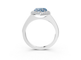 White gold Fancy Blue Heart  Halo Diamond Engagement Ring with Solitaire Band and Four-Prong Setting_23