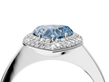 White gold Fancy Blue Heart  Halo Diamond Engagement Ring with Solitaire Band and Four-Prong Setting_24
