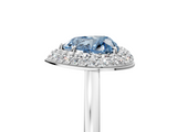 White gold Fancy Blue Heart  Halo Diamond Engagement Ring with Solitaire Band and Four-Prong Setting_25