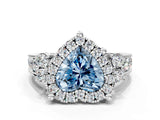 White gold Fancy Blue Heart  Halo Diamond Engagement Ring with Split Shank and Four-Prong Setting_43