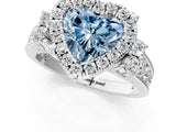 White gold Fancy Blue Heart  Halo Diamond Engagement Ring with Split Shank and Four-Prong Setting_44