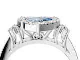 White gold Fancy Blue Heart  Halo Diamond Engagement Ring with Split Shank and Four-Prong Setting_47
