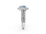 White gold Fancy Blue Heart  Halo Diamond Engagement Ring with Split Shank and Prong Setting_122