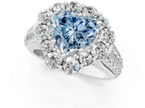 White gold Fancy Blue Heart  Halo Diamond Engagement Ring with Split Shank and Prong Setting_130