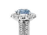 White gold Fancy Blue Heart  Halo Diamond Engagement Ring with Split Shank and Prong Setting_134