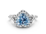 White gold Fancy Blue Heart  Halo Diamond Engagement Ring with Vintage-Inspired Band and Four-Prong Setting_3