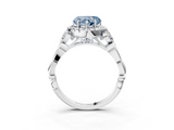 White gold Fancy Blue Heart  Halo Diamond Engagement Ring with Vintage-Inspired Band and Four-Prong Setting_6