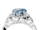 White gold Fancy Blue Heart  Halo Diamond Engagement Ring with Vintage-Inspired Band and Four-Prong Setting_7