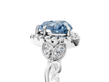 White gold Fancy Blue Heart  Halo Diamond Engagement Ring with Vintage-Inspired Band and Four-Prong Setting_8