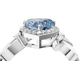 White gold Fancy Blue Heart  Halo Diamond Floral Band with Four-Prong Setting_59