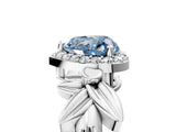 White gold Fancy Blue Heart  Halo Diamond Floral Band with Four-Prong Setting_60
