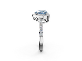 White gold Fancy Blue Heart  Halo Diamond Pavé Band Ring with Prong Setting_22
