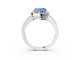 White gold Fancy Blue Heart  Halo Diamond Pavé Band Ring with Prong Setting_23