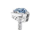 White gold Fancy Blue Heart  Halo Diamond Pavé Band Ring with Prong Setting_25