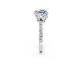 White gold Fancy Blue Heart  Halo Diamond Pave Band Ring with Four-Prong Setting_17