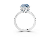 White gold Fancy Blue Heart  Halo Diamond Pave Band Ring with Four-Prong Setting_18