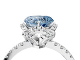 White gold Fancy Blue Heart  Halo Diamond Pave Band Ring with Four-Prong Setting_19