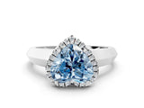 White gold Fancy Blue Heart  Halo Diamond Ring with Cathedral Band and Four-Prong Setting_49