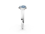 White gold Fancy Blue Heart  Halo Diamond Ring with Cathedral Band and Four-Prong Setting_50