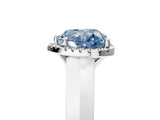 White gold Fancy Blue Heart  Halo Diamond Ring with Cathedral Band and Four-Prong Setting_53