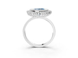 White gold Fancy Blue Heart  Halo Diamond Ring with Milgrain Edge and Round Prong Setting_40