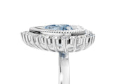 White gold Fancy Blue Heart  Halo Diamond Ring with Milgrain Edge and Round Prong Setting_42