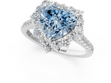 White gold Fancy Blue Heart  Halo Diamond Ring with Pavé Band and Prong Setting_56