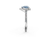 White gold Fancy Blue Heart  Halo Diamond Ring with Pavé Band and Prong Setting_57