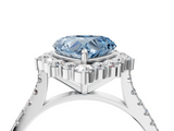 White gold Fancy Blue Heart  Halo Diamond Ring with Pavé Band and Prong Setting_59