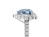 White gold Fancy Blue Heart  Halo Diamond Ring with Pavé Band and Prong Setting_60