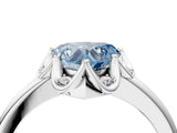 White gold Fancy Blue Heart  Halo Diamond Ring with Round Cluster Setting, Solitaire Band, and Four-Prong Setting_53