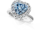 White gold Fancy Blue Heart  Halo Diamond Solitaire with Pavé Band and Four-Prong Setting_83