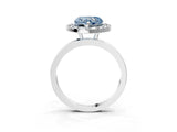 White gold Fancy Blue Heart  Halo Diamond Solitaire with Pavé Band and Four-Prong Setting_87