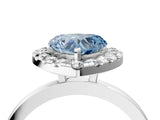 White gold Fancy Blue Heart  Halo Diamond Solitaire with Pavé Band and Four-Prong Setting_88