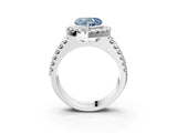 White gold Fancy Blue Heart  Halo Diamond Split Shank Engagement Ring with Prong Setting_102