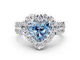 White gold Fancy Blue Heart  Halo Diamond Split Shank Engagement Ring with Prong Setting_107