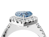 White gold Fancy Blue Heart  Halo Diamond Split Shank Engagement Ring with Prong Setting_111