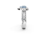 White gold Fancy Blue Heart  Halo Diamond Split Shank Engagement Ring with Prong Setting_95