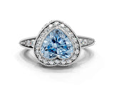 White gold Fancy Blue Heart  Halo Diamond Split Shank Ring with Milgrain Detail_73