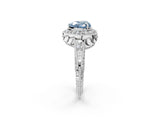 White gold Fancy Blue Heart  Halo Diamond Split Shank Ring with Milgrain Detail_75